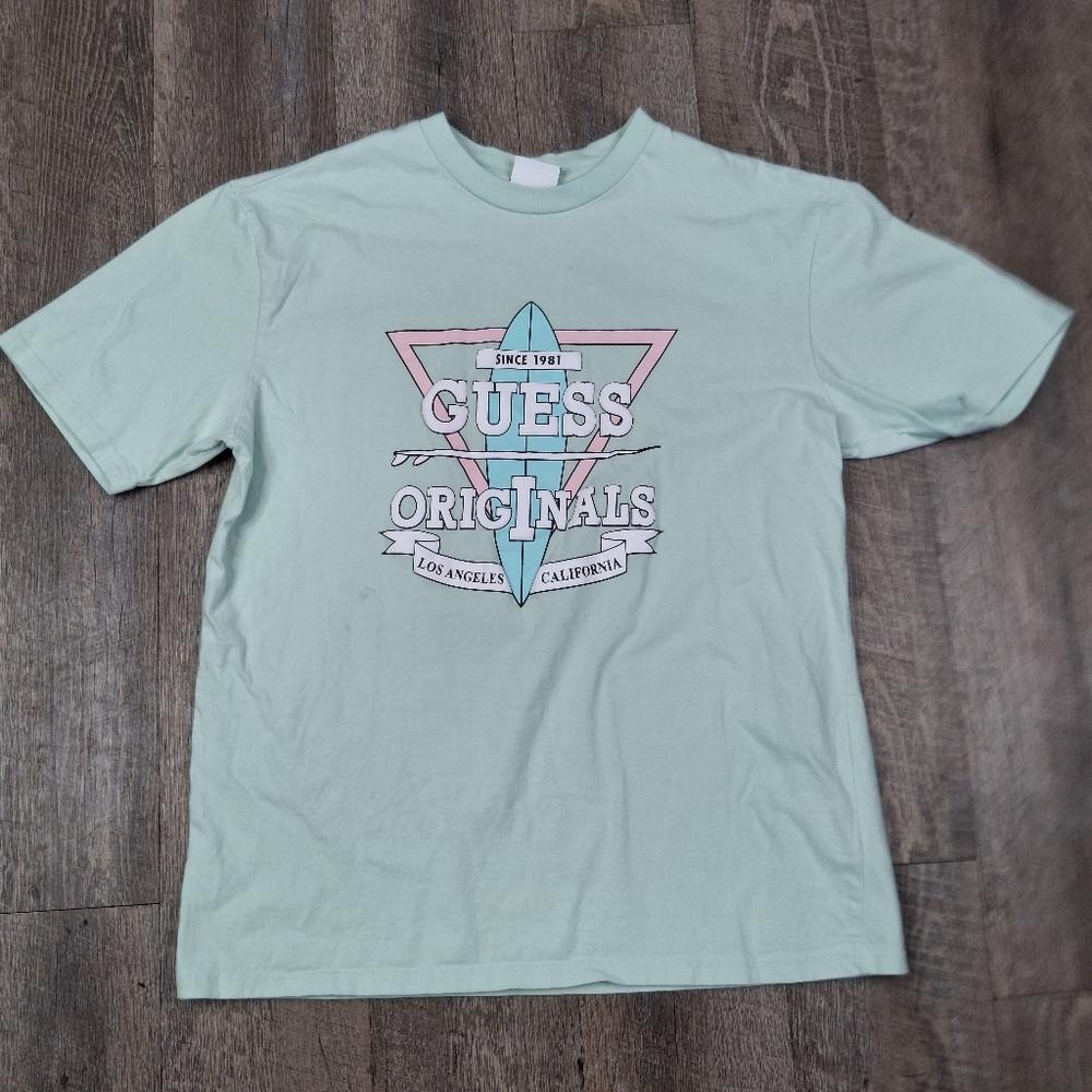 Vintage GUESS Originals Surf Board T Shirt Size Med